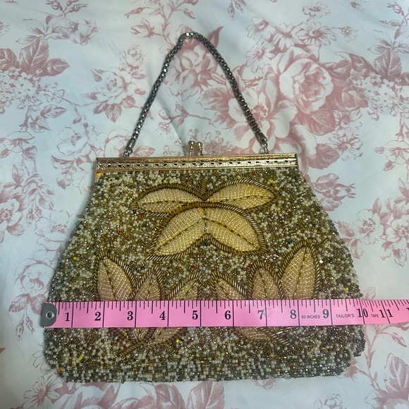 Vintage Art Deco Style Beaded Gold Yellow Clutch - Picture 10 of 10